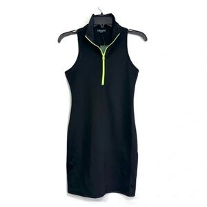 Wild Fable Neon Green Trim High Collar Zipper Bodycon Scuba Mini Dress